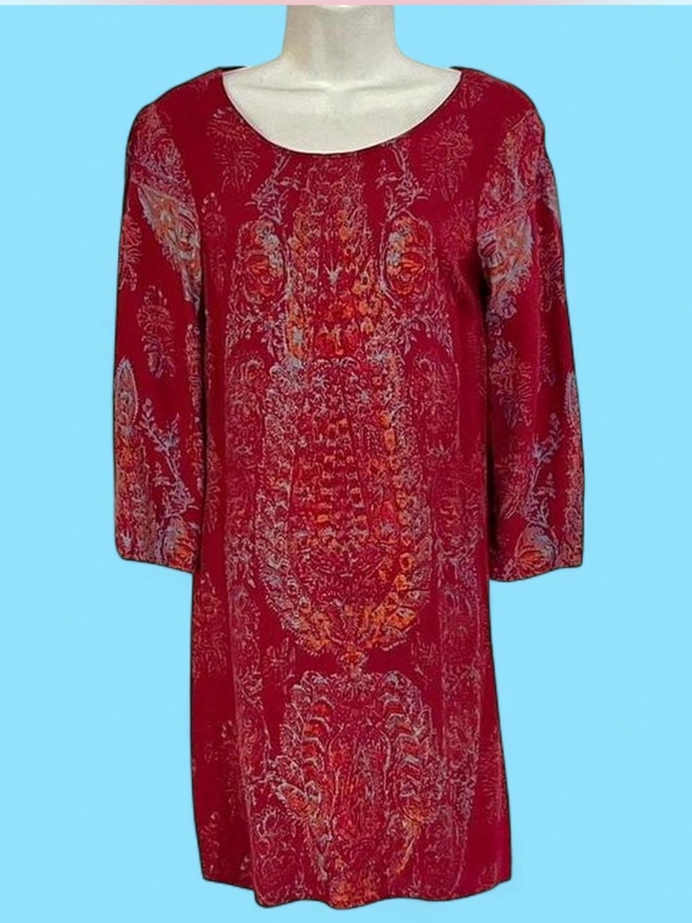 Billabong Burgundy Paisley Long Sleeve Dress